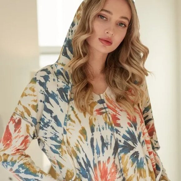 BiBi Tie Dye Print Terry Hoodie - Picture 1 of 4